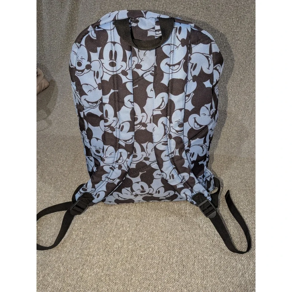 Disney Mickey Mouse All Over Print Backpack Light Blue Black Canvas Bag